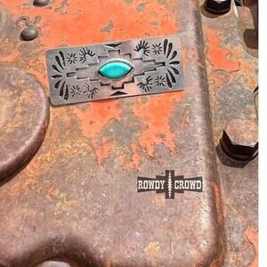 Saguaro Scarf Slide - Turquoise Aztec Western Wild Rag Accessory